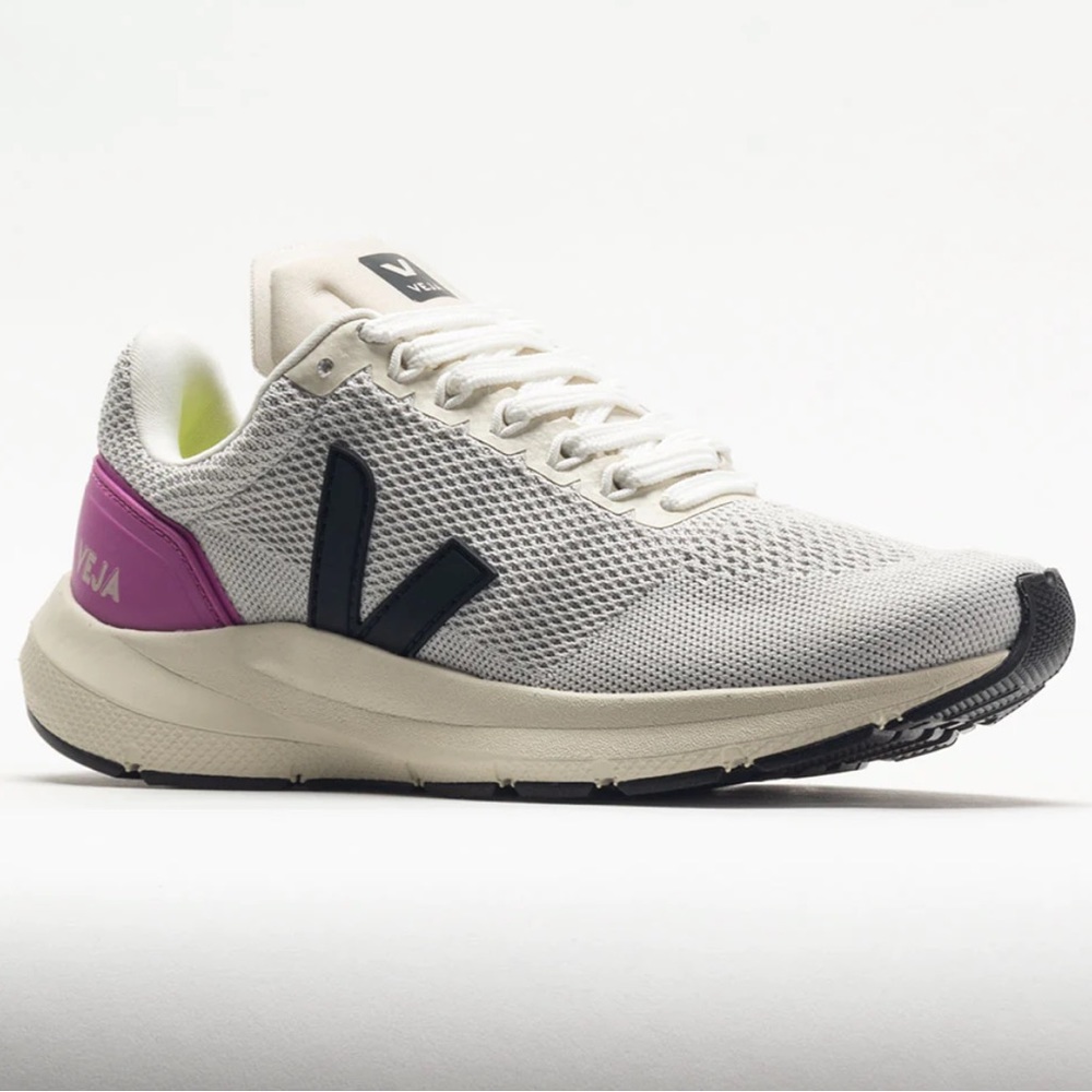 Veja White Mesh Sneakers with Black V and Pink Heel Accent Marlin 38
